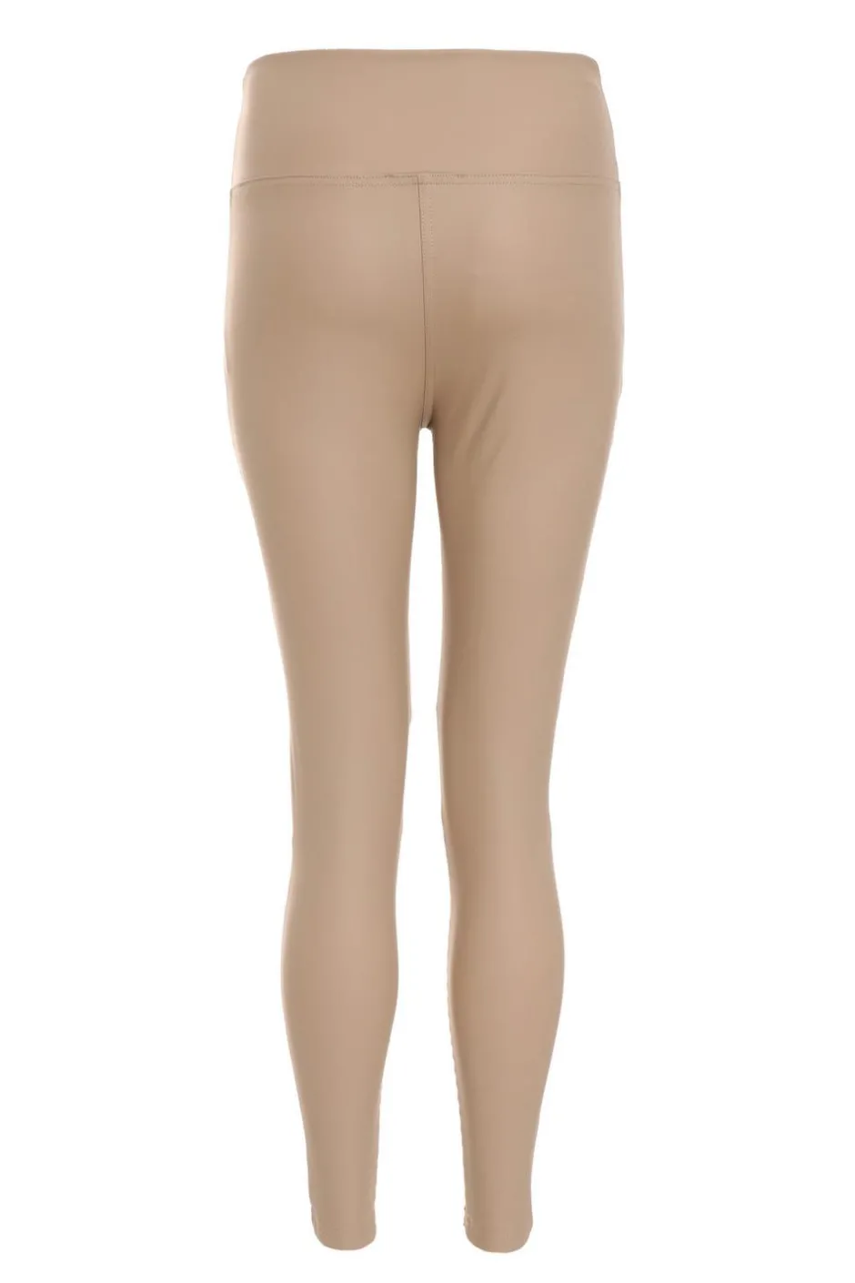 Quiz Faux Leather Seam Leggings Stone Clearance