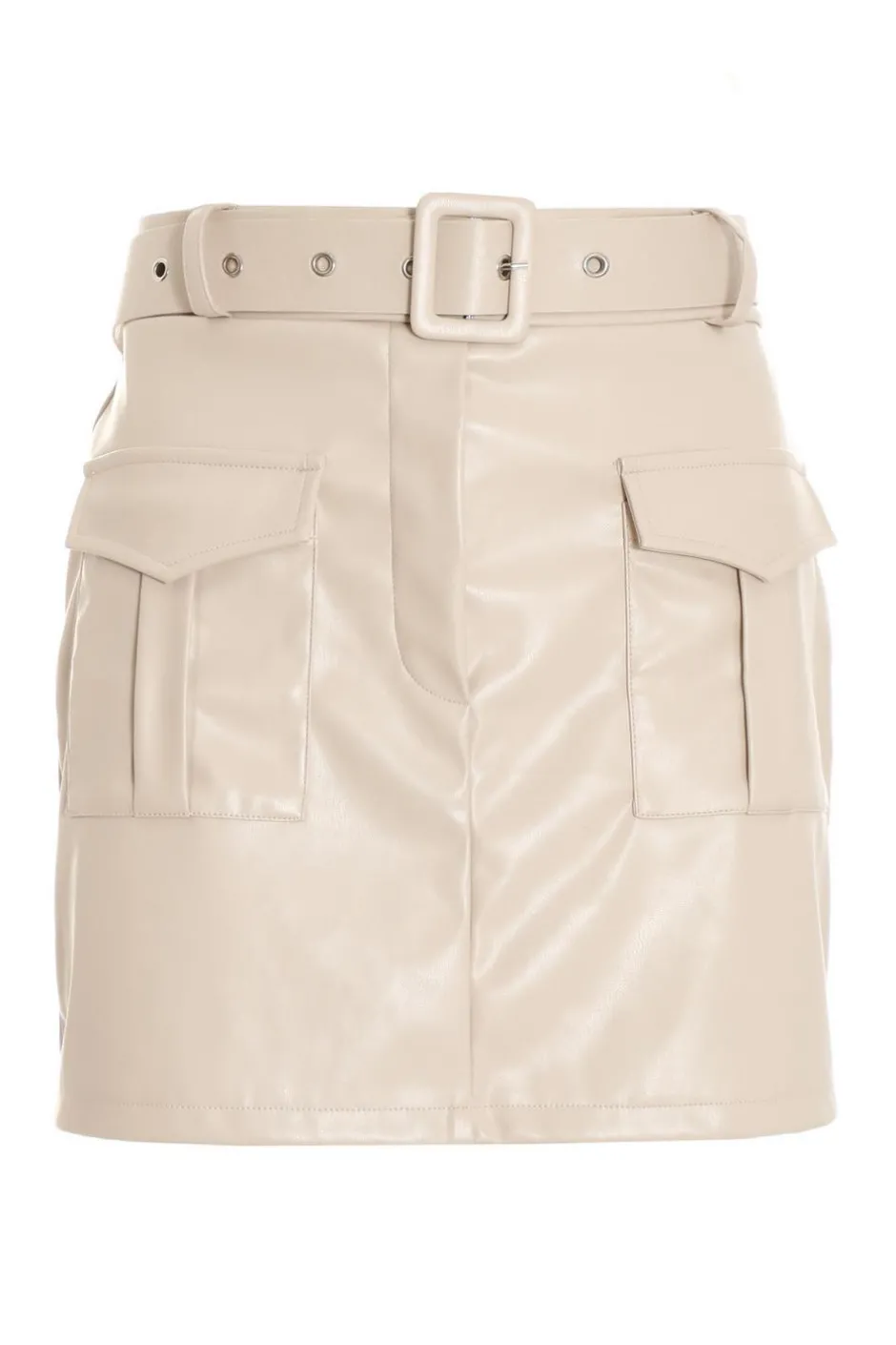 Quiz Faux Leather Skort Stone Online