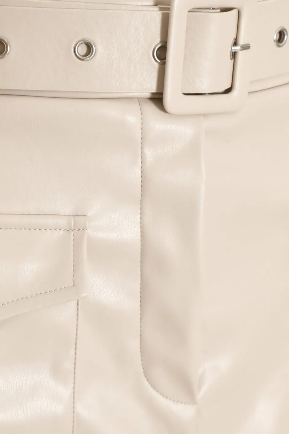 Quiz Faux Leather Skort Stone Online