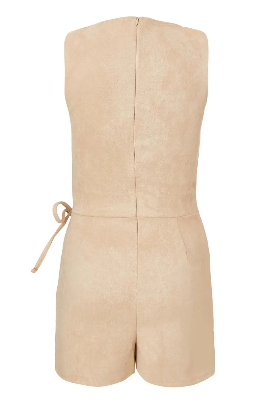 Quiz Faux Suede Playsuit Stone Best