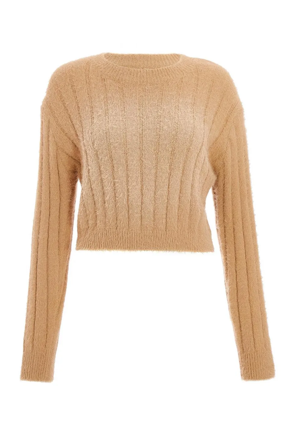 Quiz Fluffy Knit Jumper Stone Hot
