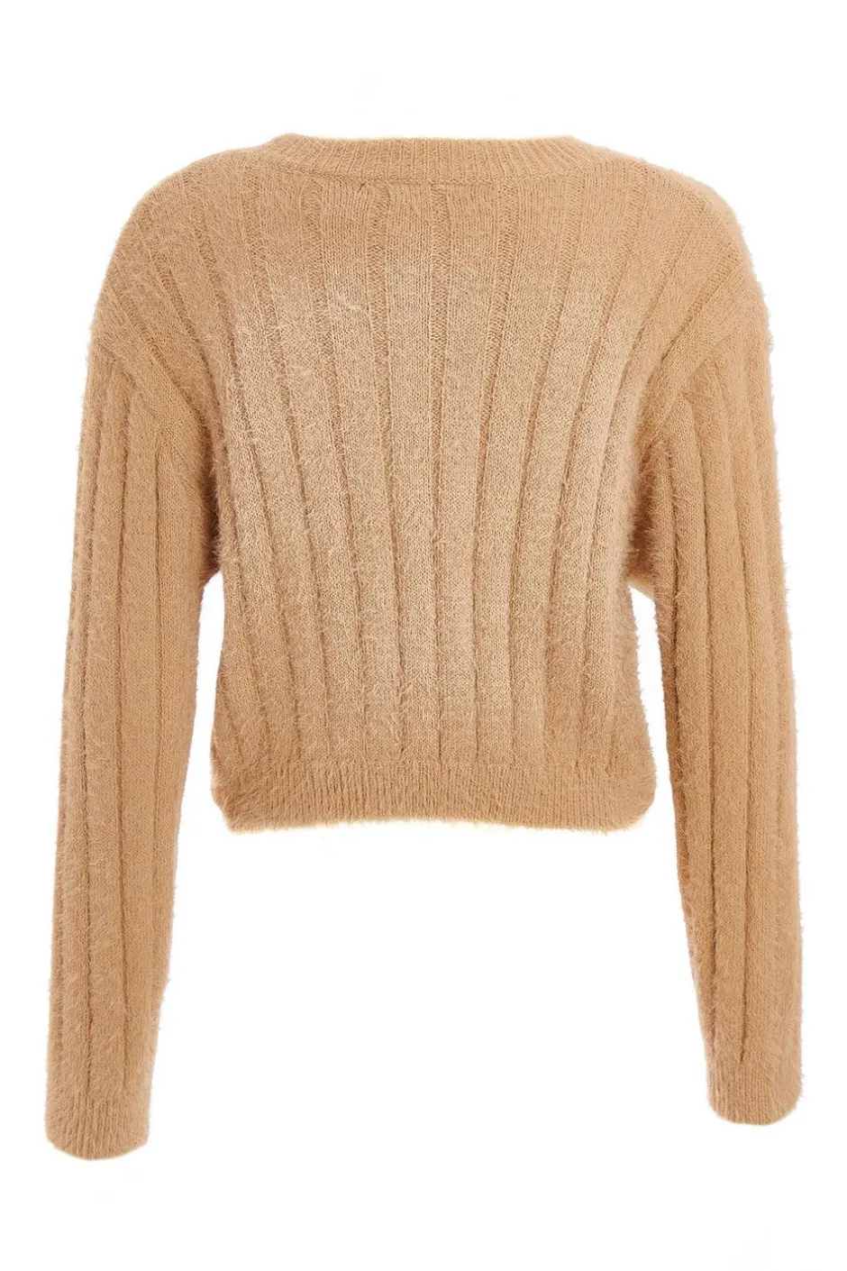 Quiz Fluffy Knit Jumper Stone Hot
