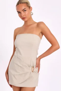 Quiz Stone Gold Buckle Playsuit Hot