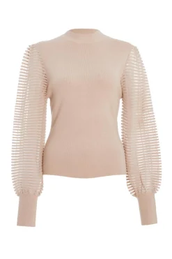 Quiz High Neck Jumper Stone Hot