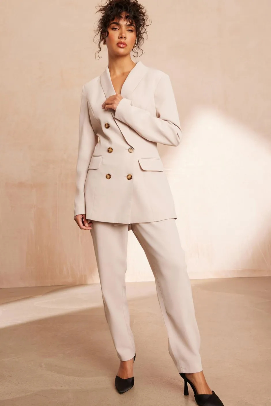 Quiz Stone High Waisted Tapered Trousers Sale