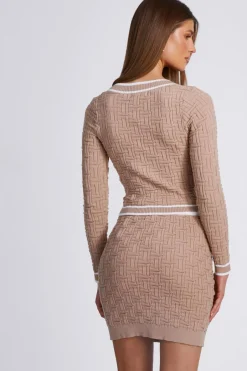 Quiz Stone Knit Contrast Trim Top Best