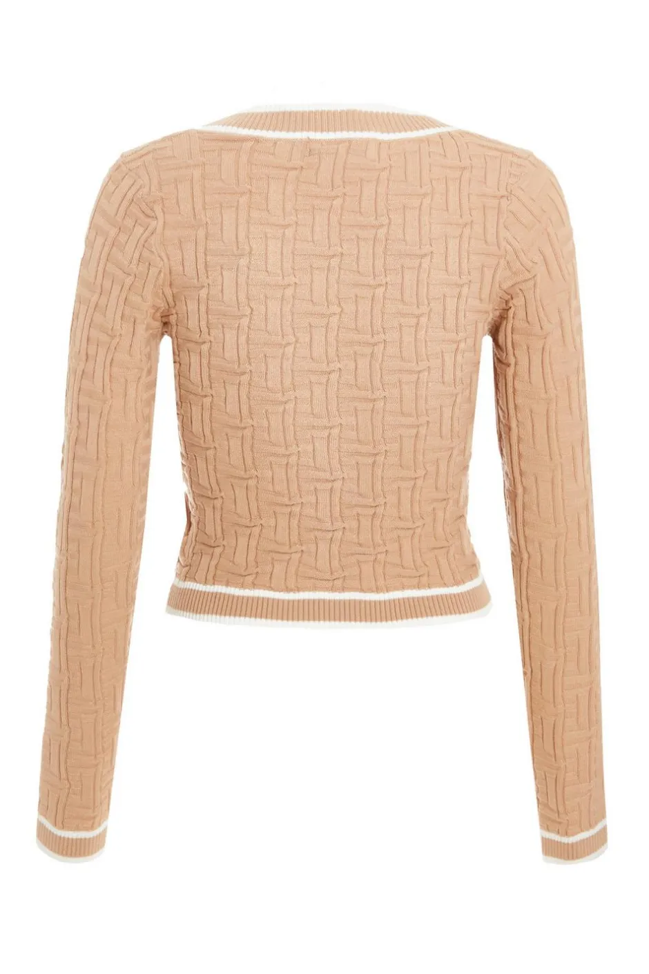 Quiz Stone Knit Contrast Trim Top Best