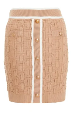 Quiz Stone Knit Contrast Trim Skirt Sale