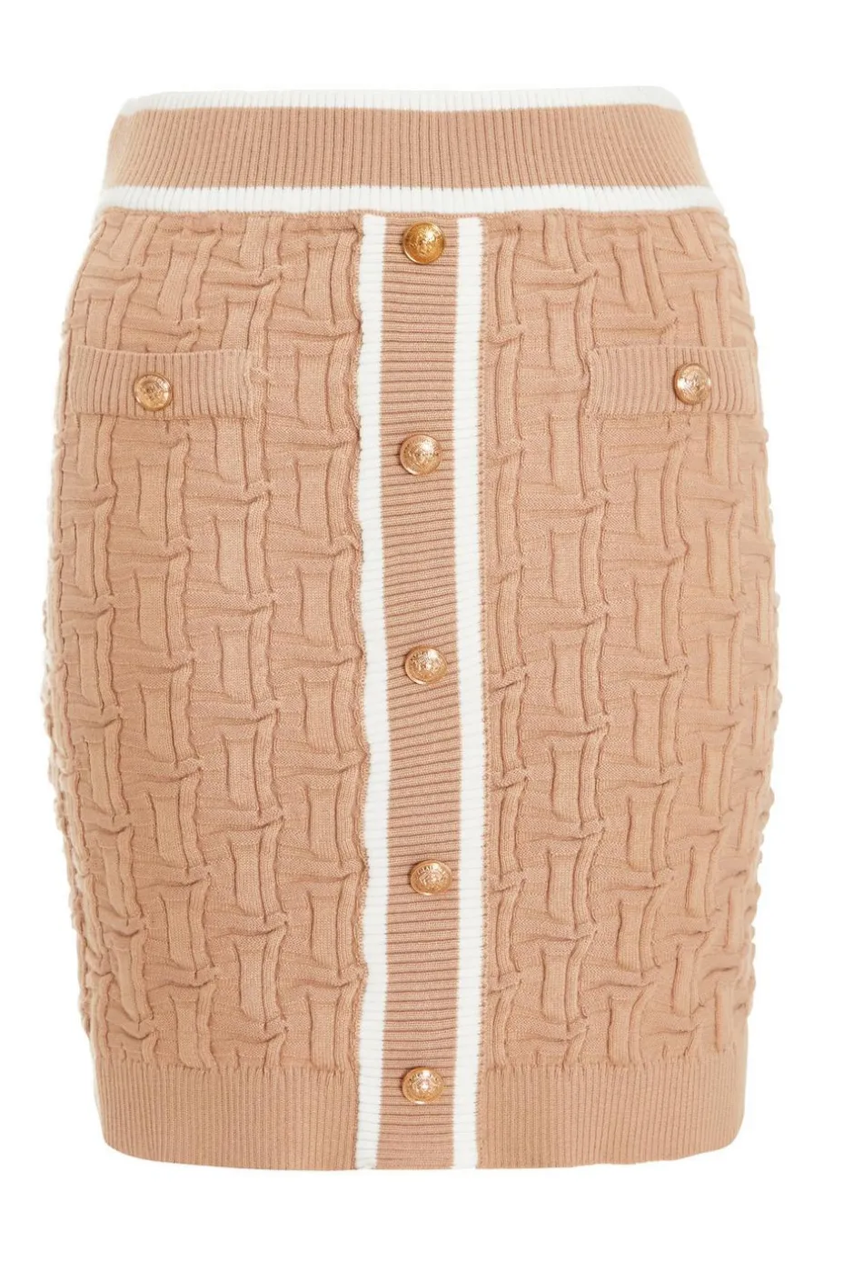 Quiz Stone Knit Contrast Trim Skirt Sale