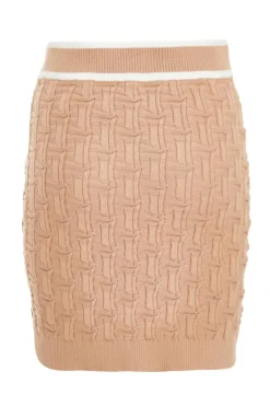 Quiz Stone Knit Contrast Trim Skirt Sale