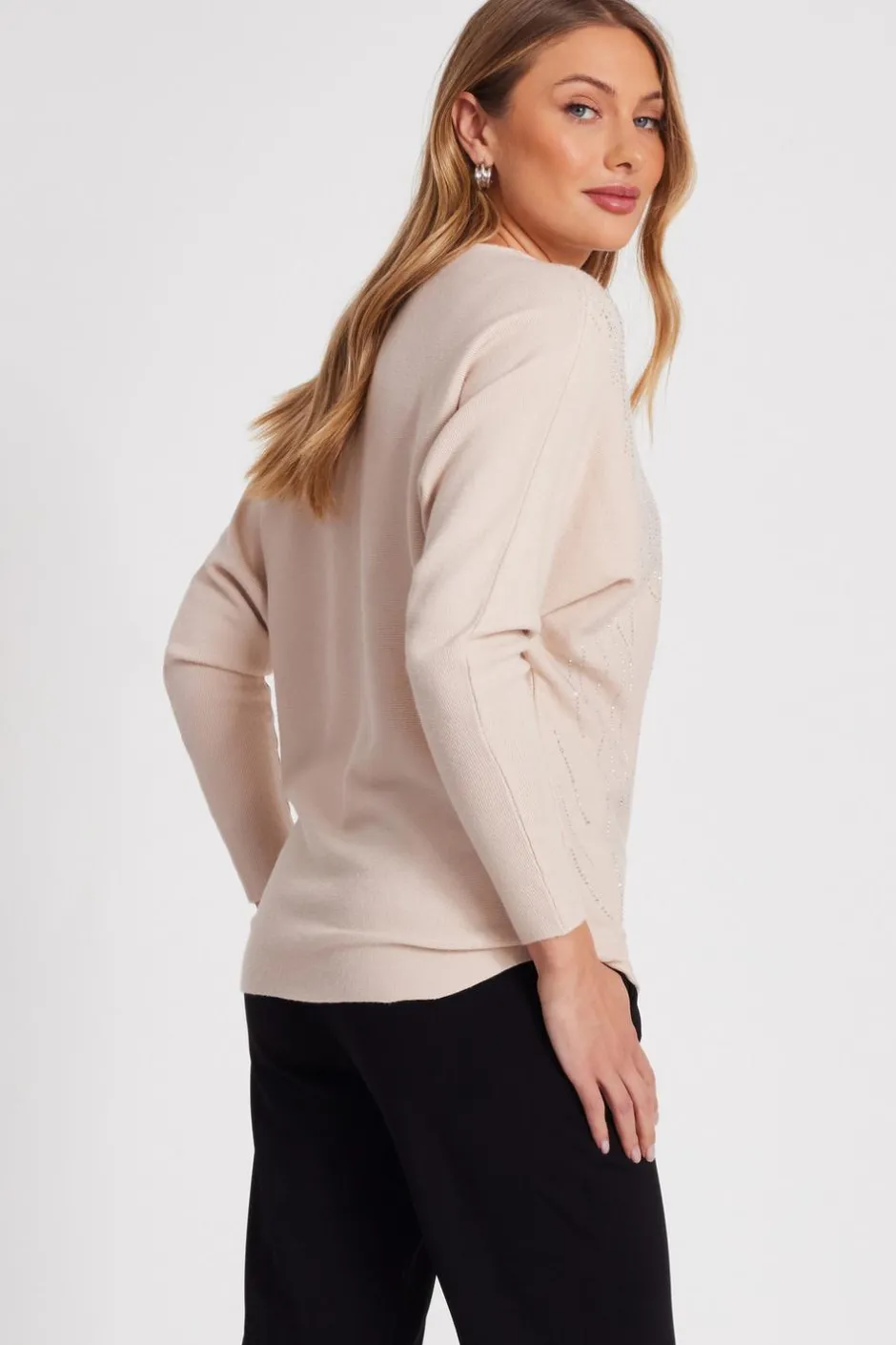 Quiz Stone Knit Diamante Jumper New