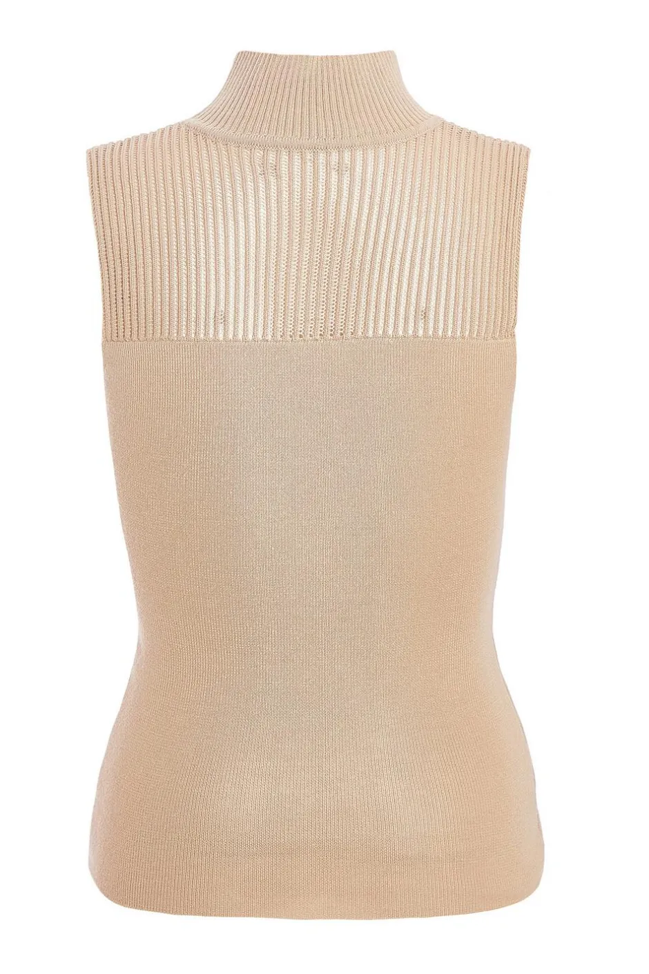 Quiz Knit High Neck Top Stone Discount