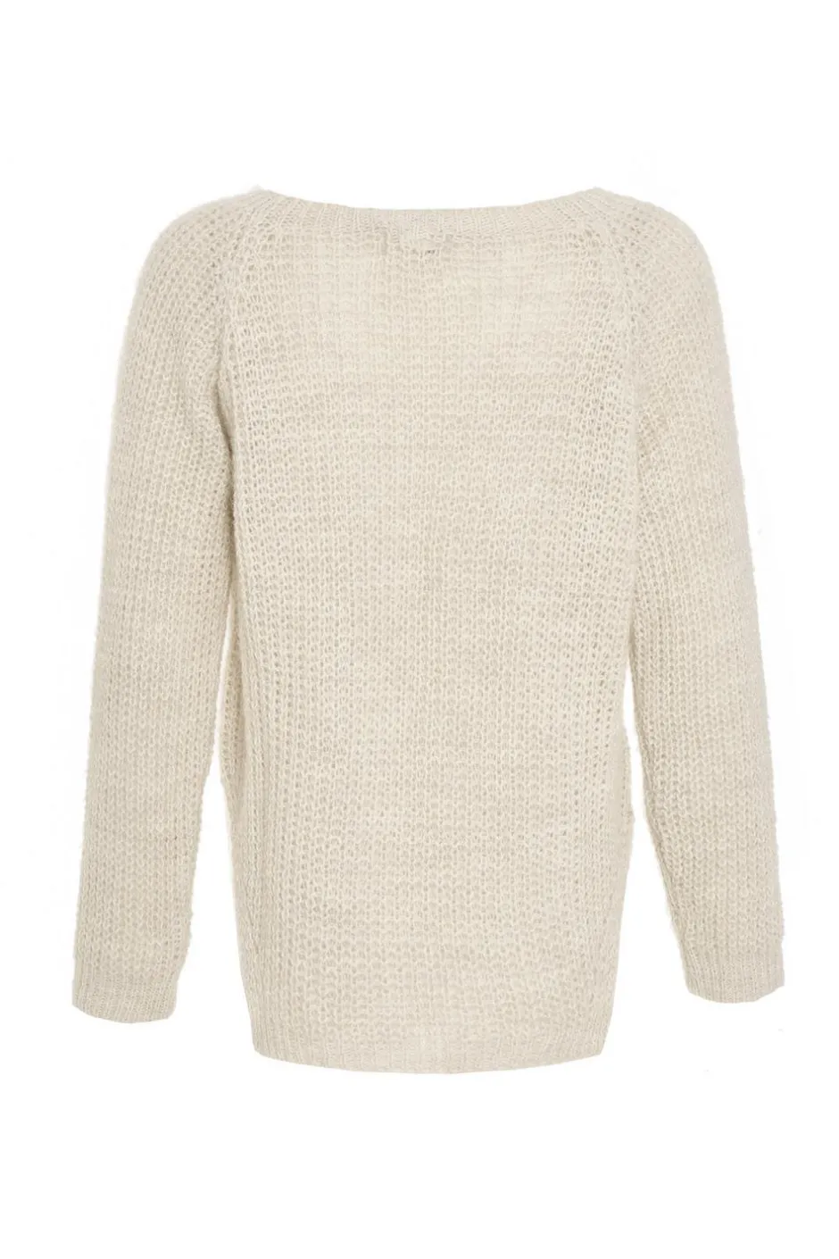 Quiz Stone Knit Split Hem Necklace Jumper Beige Best