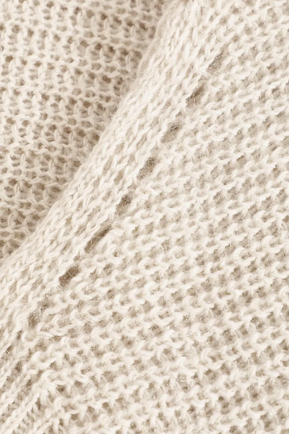 Quiz Stone Knit Split Hem Necklace Jumper Beige Best