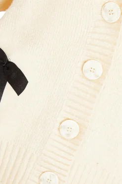 Quiz Stone Knitted Bow Detail Cardigan Best