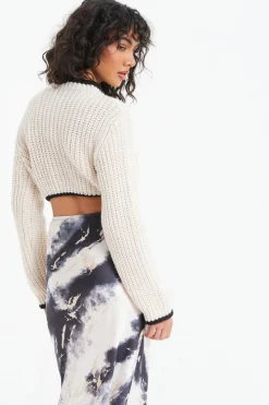 Quiz Knitted Crop Jumper Stone Sale