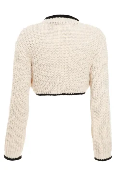 Quiz Knitted Crop Jumper Stone Sale