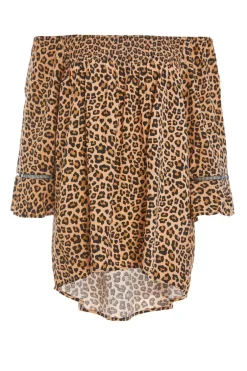 Quiz Stone Leopard Print Bardot Top Best