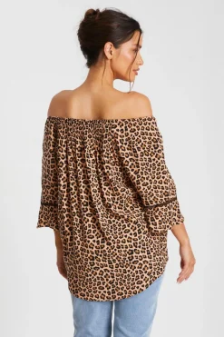 Quiz Stone Leopard Print Bardot Top Best