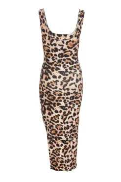 Quiz Stone Leopard Print Bodycon Midi Dress Hot