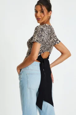Quiz Stone Leopard Print Cropped T-shirt Online