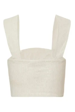Quiz Stone Linen Crop Top Online