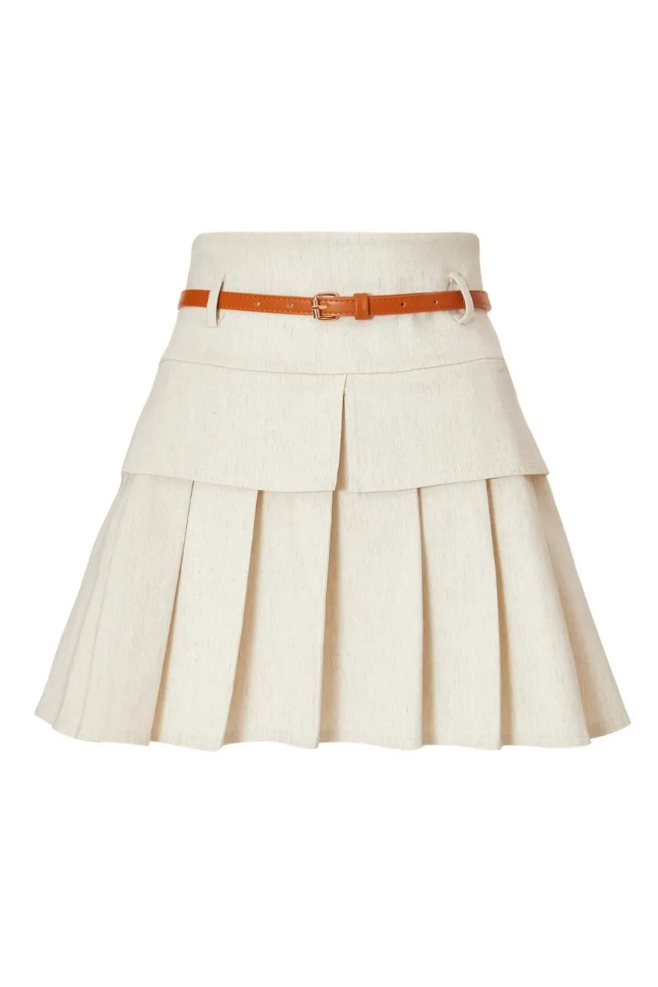 Quiz Stone Linen Pleated Skirt Best