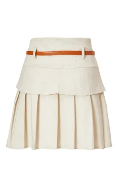 Quiz Stone Linen Pleated Skirt Best