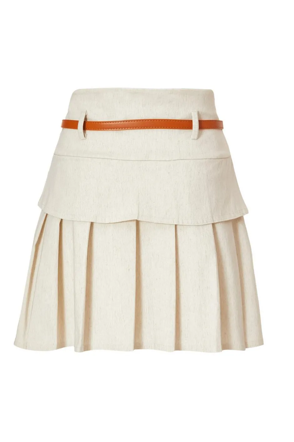 Quiz Stone Linen Pleated Skirt Best
