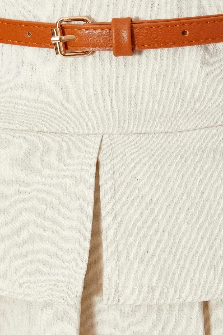 Quiz Stone Linen Pleated Skirt Best
