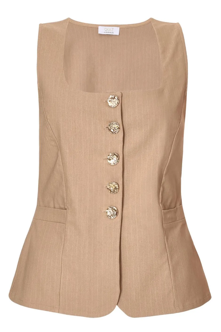 Quiz Stone Pinstripe Button Front Waistcoat