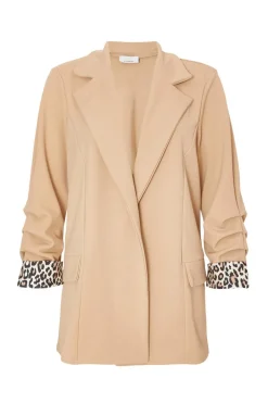 Quiz Printed Cuff Blazer Stone Hot