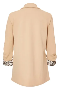 Quiz Printed Cuff Blazer Stone Hot