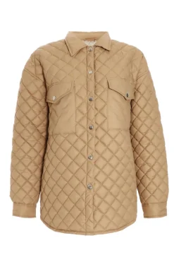 Quiz Quilted Shacket Stone Clearance