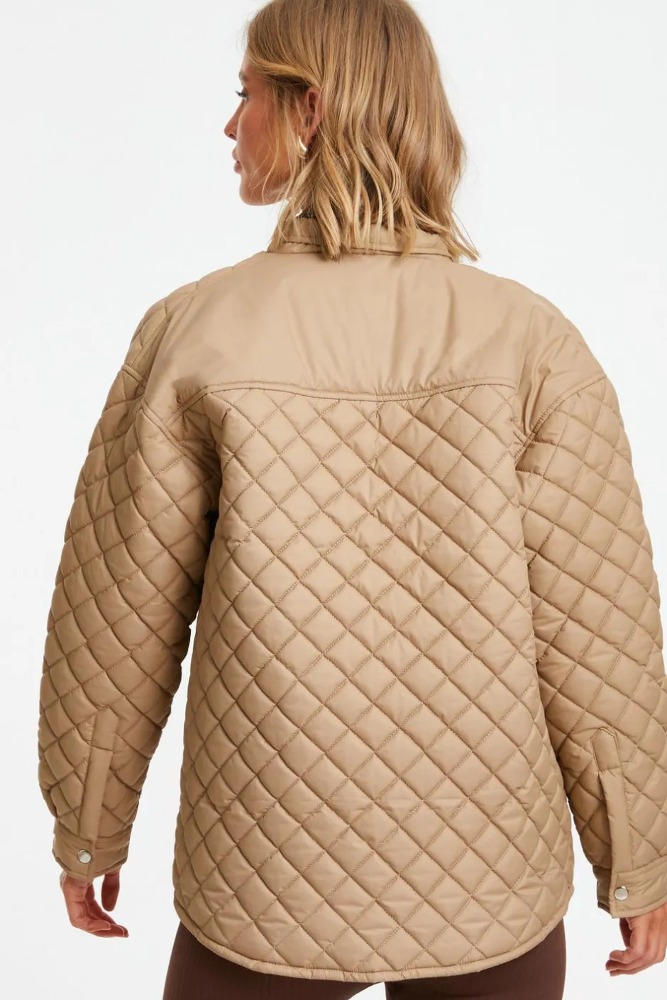Quiz Quilted Shacket Stone Clearance