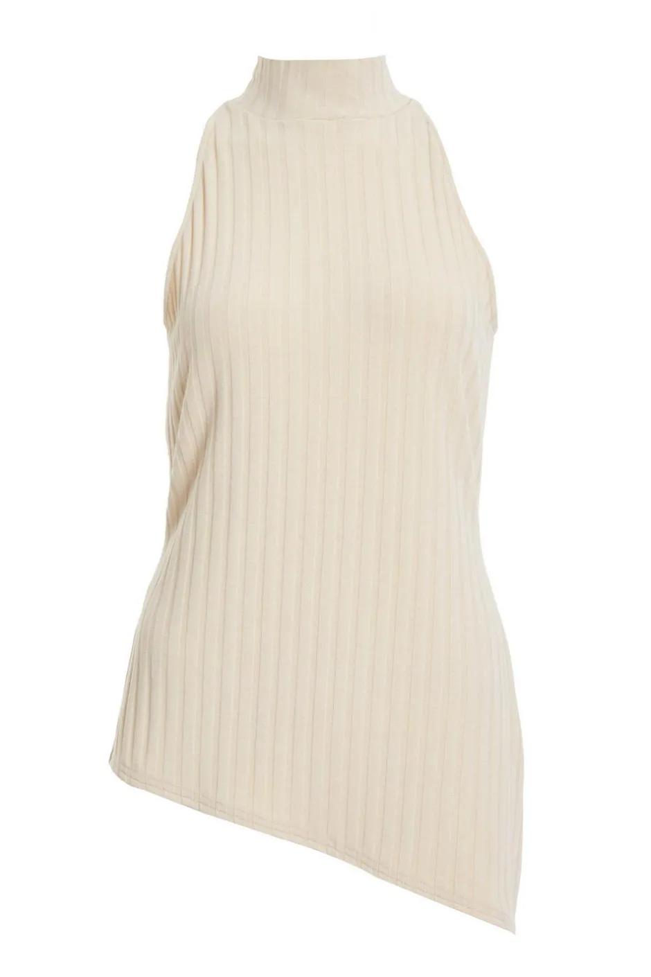 Quiz Stone Ribbed Asymmetric Top Hot