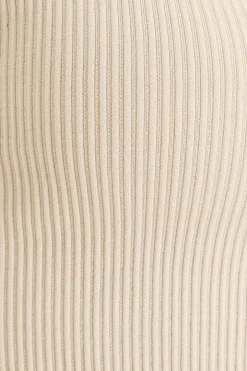 Quiz Stone Ribbed Crop Top Beige Hot