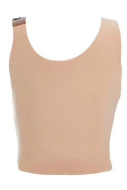 Quiz Stone Ruched Sleeveless Crop Top Outlet