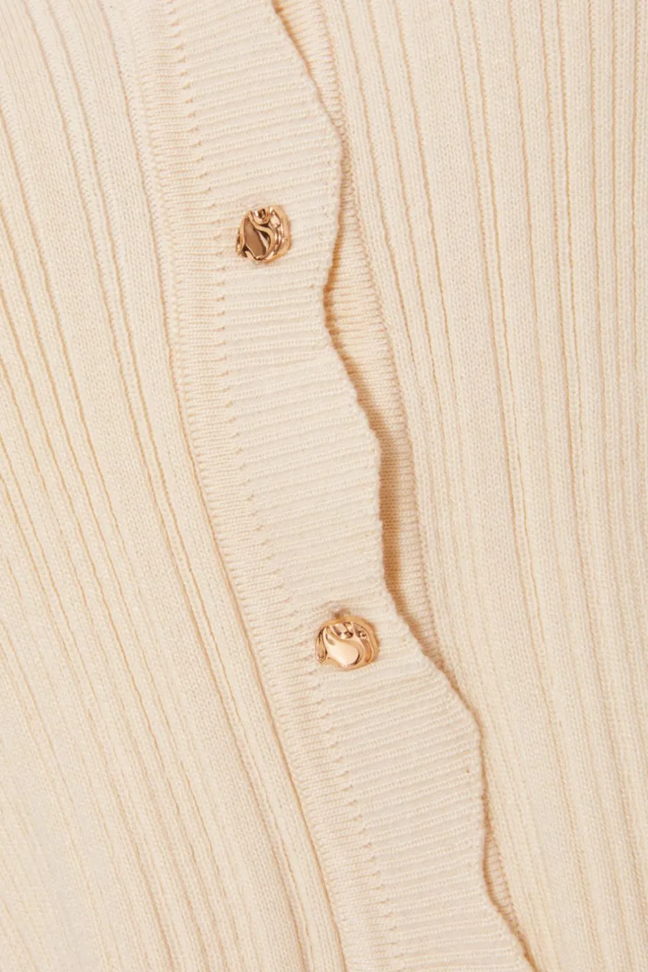 Quiz Scallop Trim Cardigan Stone Best