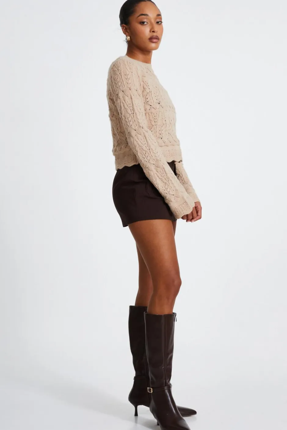 Quiz Stone Scalloped Knit Jumper Online