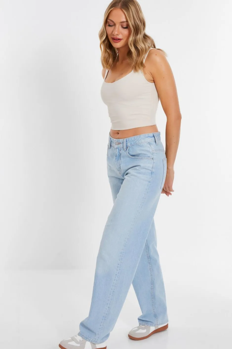 Quiz Scoop Neck Crop Top Stone Discount