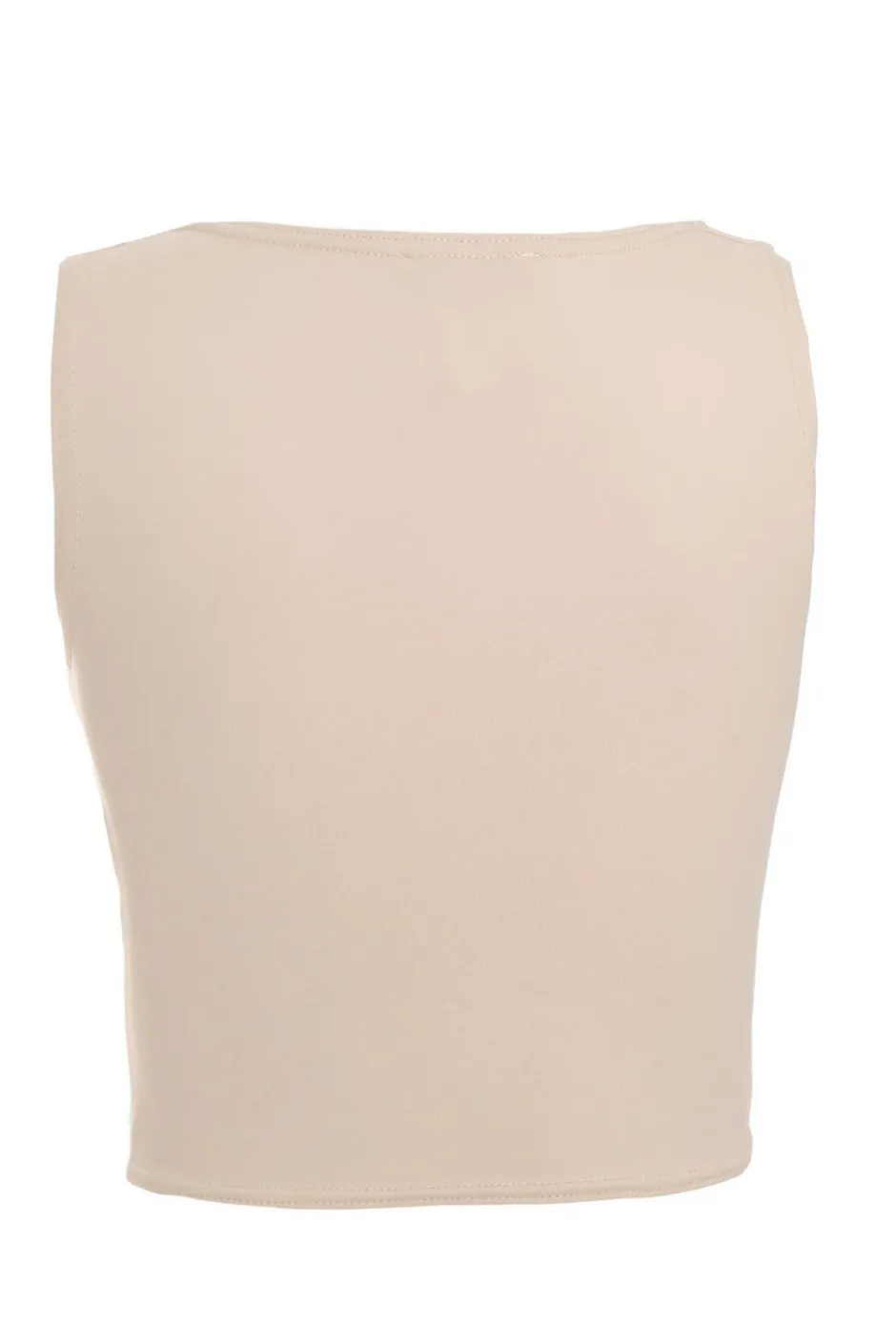 Quiz Scoop Neck Crop Top Stone Discount