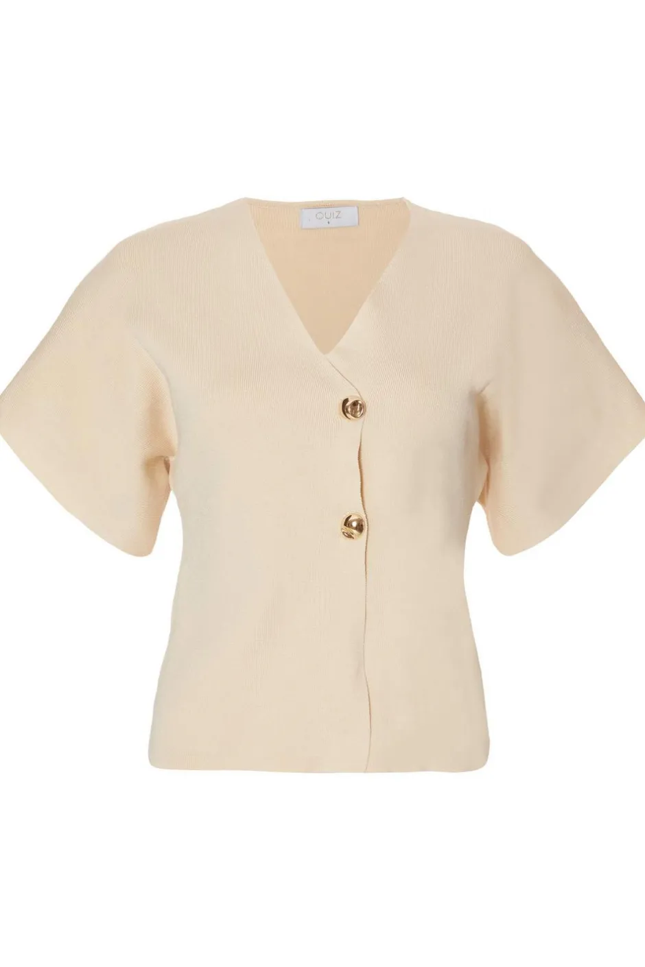 Quiz Short Sleeve Knit Cardigan Stone New