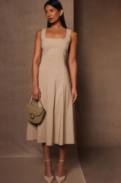 Quiz Stone Square Neck Midaxi Dress Hot