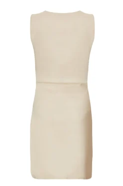 Quiz Square Neck Mini Dress Stone Clearance