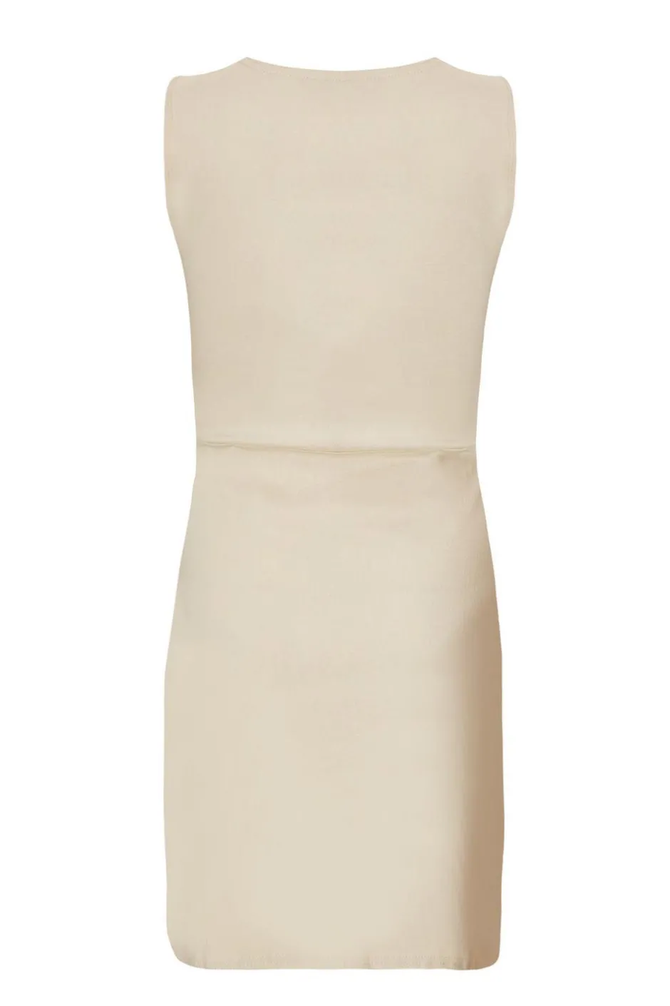 Quiz Square Neck Mini Dress Stone Clearance