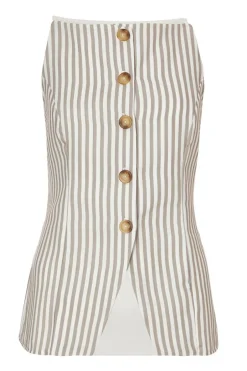 Quiz Stone Striped Boat Neck Waistcoat Outlet