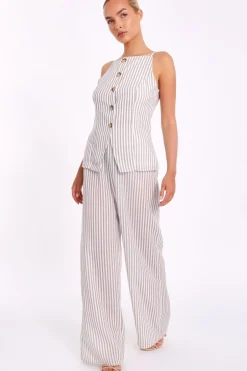 Quiz Stone Striped Boat Neck Waistcoat Outlet