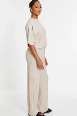 Quiz Textured Palazzo Trousers Stone Clearance