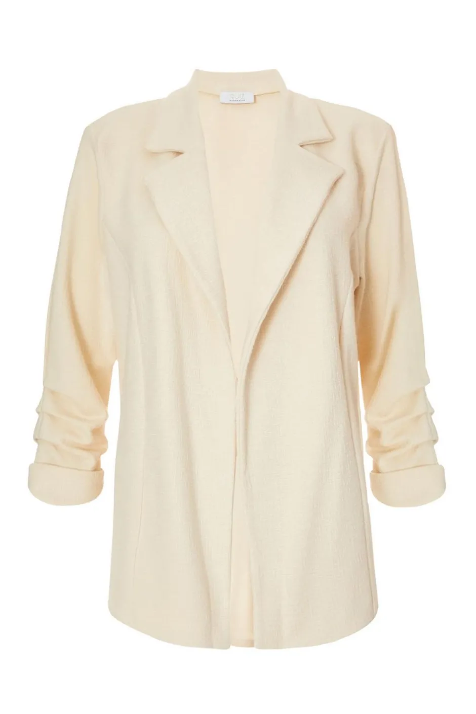 Quiz Textured Ruched Sleeve Blazer Stone New